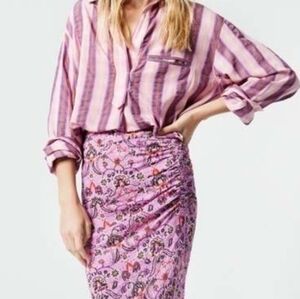 NWOT Smythe Pink and Purple Striped Blouse